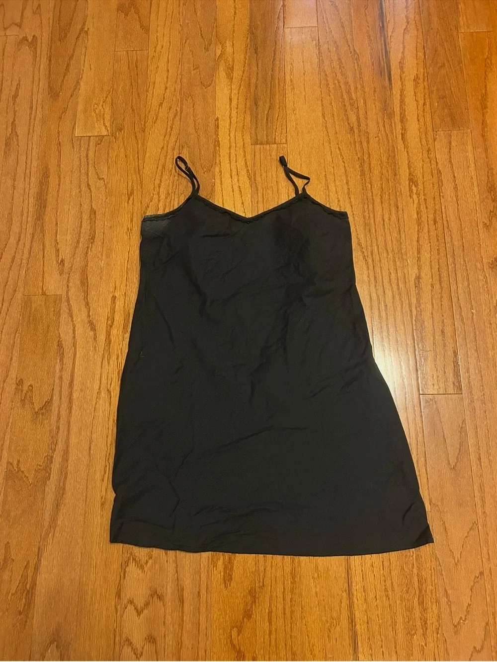 Black Adjustable Strap Slip Dress Full Slip Layering Piece Women's Small